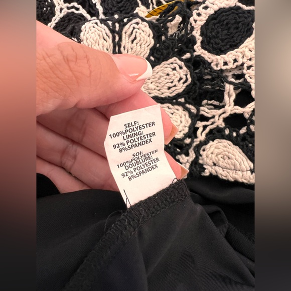 Ramy Brook Irina Floral Crochet Halter Black & White Mini Dress Size S/P - Picture 10 of 14